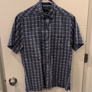 Tommy Bahama Blue and Gray Checkered Shirt